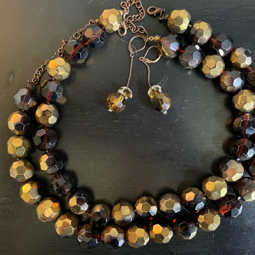 Boutique Brown beaded earring and 2 necklace set.